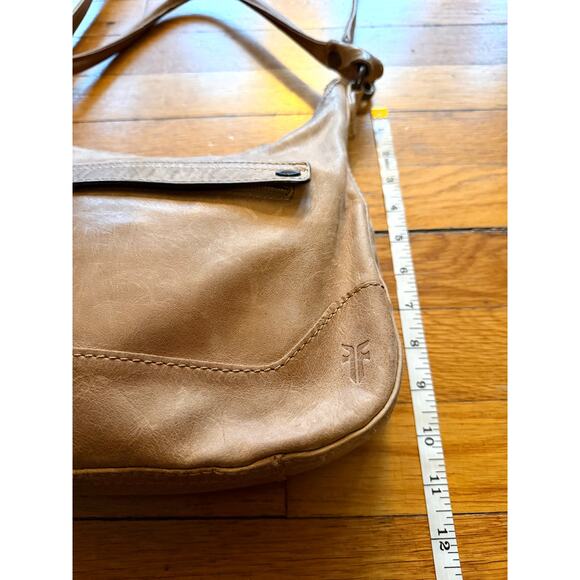 FRYE 'Melissa' Distressed Tan Leather Shoulder Bag w/Crossbody Strap - Picture 15 of 16